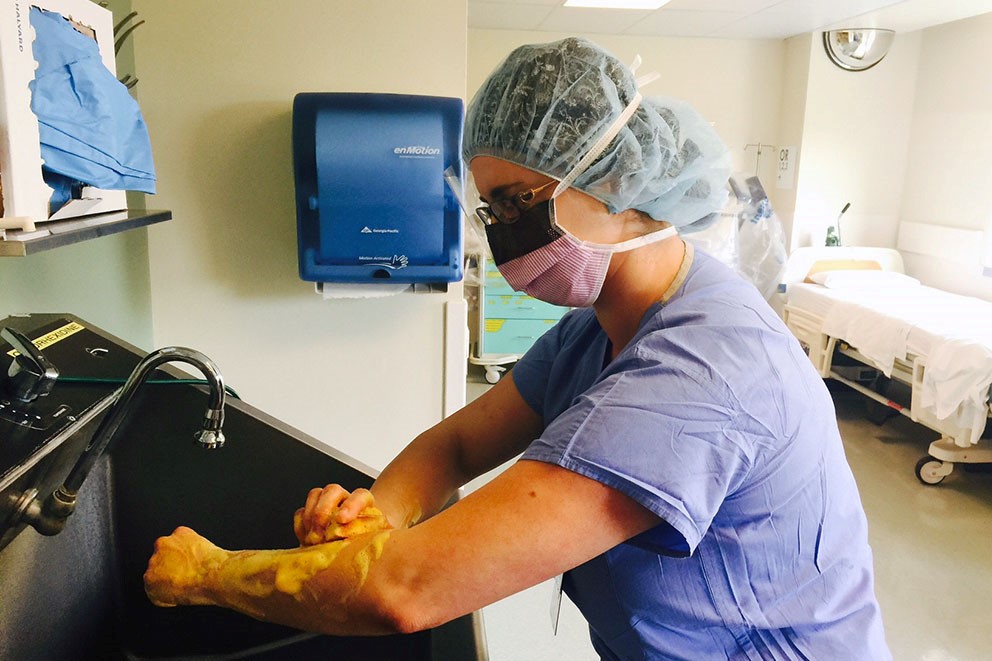 Nurse washing hands